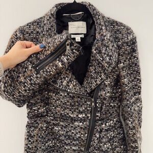 Banana Republic Italian Wool Bouclé Moto Jacket Tweed Coat